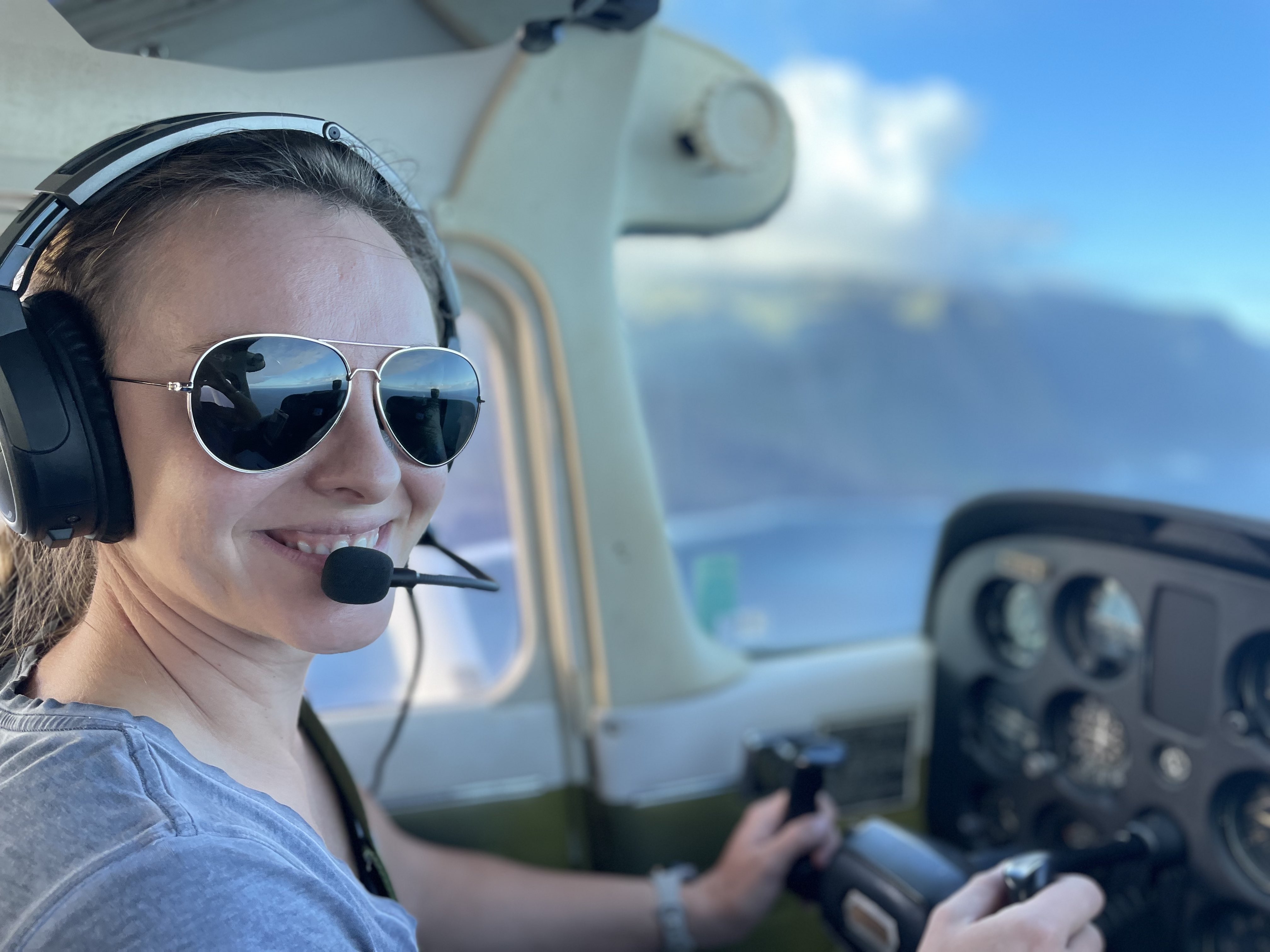 Student pilot learning to communicate with ATC