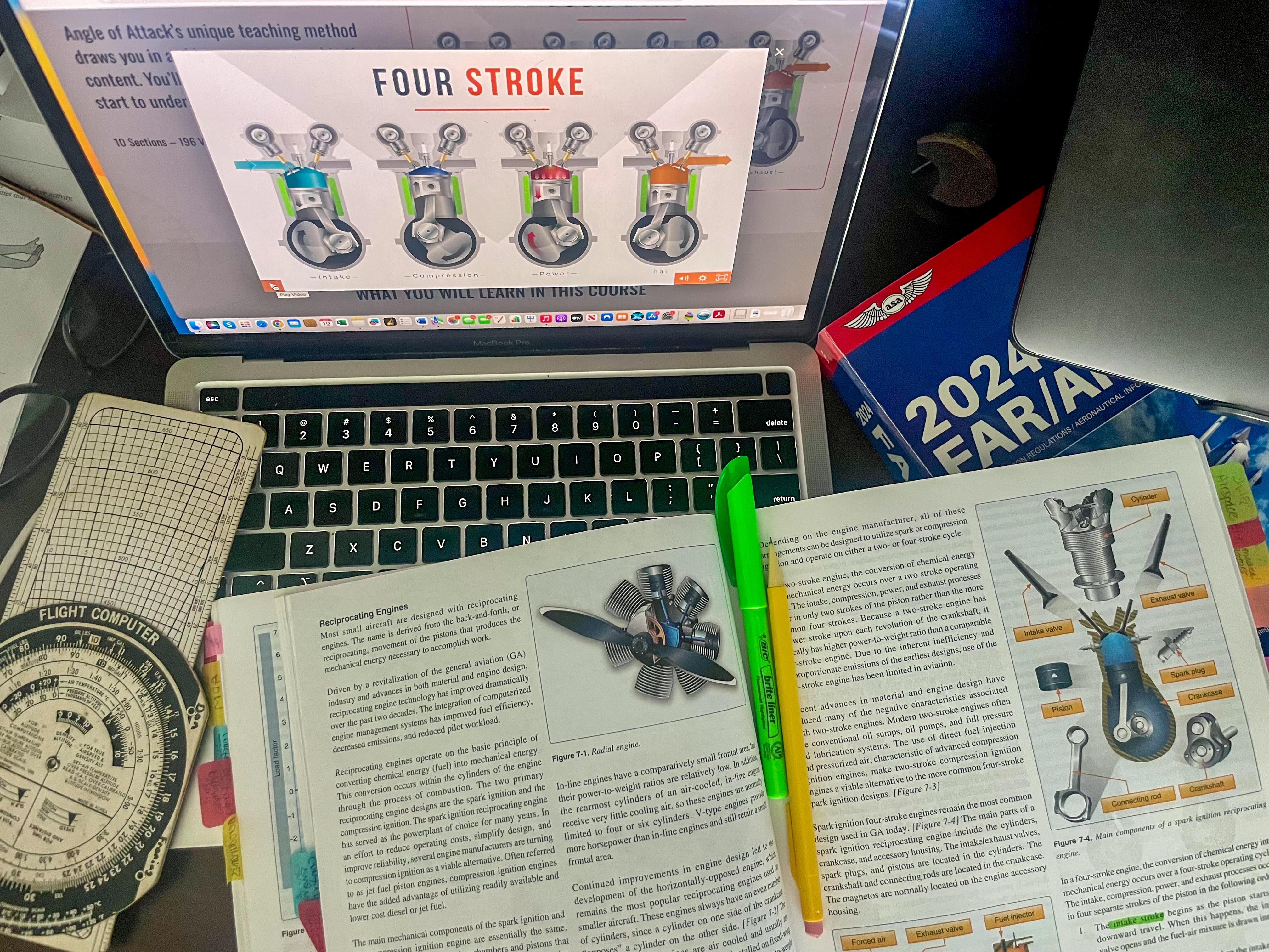 Studying private pilot ground school aircraft systems in preparation for the FAA knowledge exam